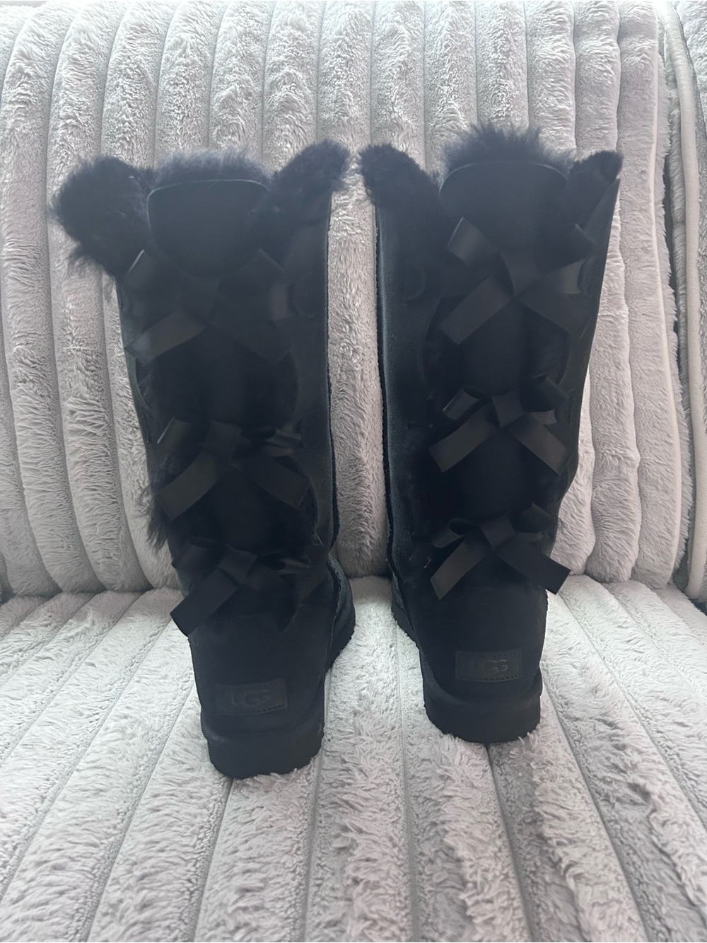 UGG Women's Black Tall Bow-Back Shearling Boots